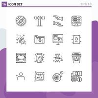 16 Thematic Vector Outlines and Editable Symbols of party time celebrate care web server Editable Vector Design Elements