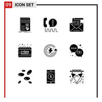 Set of 9 Modern UI Icons Symbols Signs for holding calendar communication letter email Editable Vector Design Elements