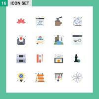 Mobile Interface Flat Color Set of 16 Pictograms of newsletter lens aperture ax camera shutter camera Editable Pack of Creative Vector Design Elements