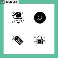 Pack of 4 Modern Solid Glyphs Signs and Symbols for Web Print Media such as christmas pie santa chart shopping Editable Vector Design Elements