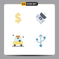 Group of 4 Modern Flat Icons Set for currency gps broadcast satellite pin Editable Vector Design Elements