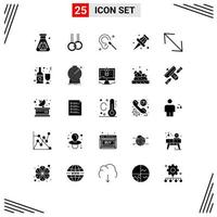 25 Thematic Vector Solid Glyphs and Editable Symbols of alcohol corner ear arrow pin Editable Vector Design Elements