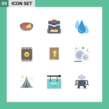 Mobile Interface Flat Color Set of 9 Pictograms of soil fertilizer service agriculture science Editable Vector Design Elements