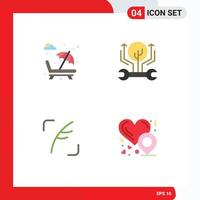 User Interface Pack of 4 Basic Flat Icons of sun bed hacking romance engineering feather Editable Vector Design Elements