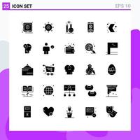 Modern Set of 25 Solid Glyphs and symbols such as arrow mobile payment testing mobile money science Editable Vector Design Elements