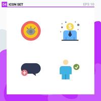 Group of 4 Modern Flat Icons Set for eye add technical chat body Editable Vector Design Elements