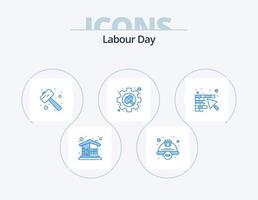 Labour Day Blue Icon Pack 5 Icon Design. options. gear. safety. watch kit. pound vector