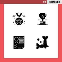 Stock Vector Icon Pack of 4 Line Signs and Symbols for award document medal prize report Editable Vector Design Elements