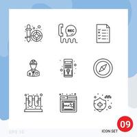 User Interface Pack of 9 Basic Outlines of labor constructor help construction worker Editable Vector Design Elements