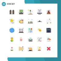 Pack of 25 Modern Flat Colors Signs and Symbols for Web Print Media such as search media agriculture engine nature Editable Vector Design Elements