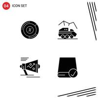 Modern Set of 4 Solid Glyphs and symbols such as pie marketing share rover loudspeaker Editable Vector Design Elements