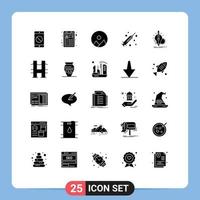 Solid Glyph Pack of 25 Universal Symbols of bridge lamp round key idea Editable Vector Design Elements