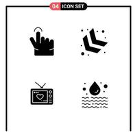 4 Creative Icons Modern Signs and Symbols of finger movie arrow television leak Editable Vector Design Elements