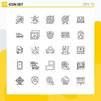 Set of 25 Modern UI Icons Symbols Signs for bed money wifi investment target Editable Vector Design Elements