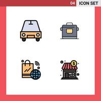 Universal Icon Symbols Group of 4 Modern Filledline Flat Colors of car internet of things cooker hotel wifi Editable Vector Design Elements
