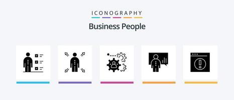 Business People Glyph 5 Icon Pack Including presentation. chart. human. board. teamwork. Creative Icons Design vector