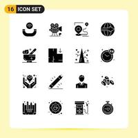 Stock Vector Icon Pack of 16 Line Signs and Symbols for service export map delivery position Editable Vector Design Elements
