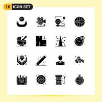 paquete de iconos vectoriales de stock de 16 signos y símbolos de línea para la posición de entrega del mapa de exportación de servicios elementos de diseño vectorial editables vector