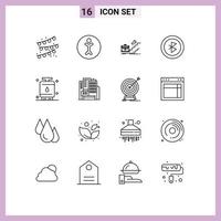 Modern Set of 16 Outlines and symbols such as energy signal career connection success Editable Vector Design Elements