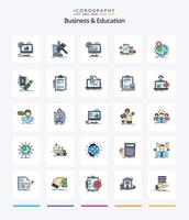 Creative Business And Education 25 Line FIlled icon pack  Such As money. hourglass. judgement. update. report vector