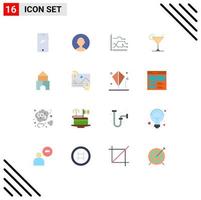 16 Universal Flat Colors Set for Web and Mobile Applications building juice analytics cocktail graph Editable Pack of Creative Vector Design Elements