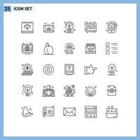 Group of 25 Lines Signs and Symbols for print floor kit design sharing Editable Vector Design Elements