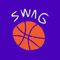 Basketball with swag typography cartoon, illustration for t-shirt, sticker, or apparel merchandise. With modern pop and retro style. vector