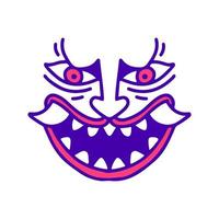 Devil face doodle art, illustration for t-shirt, sticker, or apparel merchandise. With modern pop style. vector