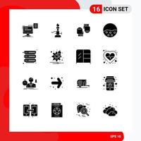 Set of 16 Modern UI Icons Symbols Signs for skin skin science pigment gloves Editable Vector Design Elements