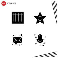 paquete de iconos de vector de stock de signos y símbolos de línea para elementos de diseño de vector editables de micrófono de sobre de estrella de audio de código de barras