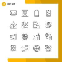 Universal Icon Symbols Group of 16 Modern Outlines of space science shops mobile application app share Editable Vector Design Elements