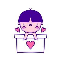 Cute baby in gift boxes doodle art, illustration for t-shirt, sticker, or apparel merchandise. With modern pop and kawaii style. vector