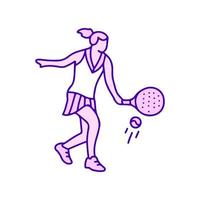 Woman playing padel sport doodle art, illustration for t-shirt, sticker, or apparel merchandise. With modern pop style. vector