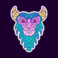 Trippy monster face cartoon, illustration for t-shirt, sticker, or apparel merchandise. With modern pop and retro style. vector