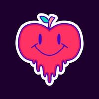 Melted apple fruit character cartoon, illustration for t-shirt, sticker, or apparel merchandise. With modern pop and urban style. vector