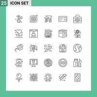 Stock Vector Icon Pack of 25 Line Signs and Symbols for health fitness remote disease medici Editable Vector Design Elements