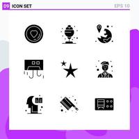 Pictogram Set of 9 Simple Solid Glyphs of hardware cooling gps condition navigation Editable Vector Design Elements