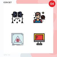 Group of 4 Filledline Flat Colors Signs and Symbols for illumination player studio lightning avatar application Editable Vector Design Elements