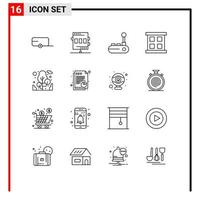 16 Creative Icons Modern Signs and Symbols of camping plant controller window case frame Editable Vector Design Elements