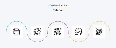 paquete de iconos de línea de barra de pestañas 5 que incluye . objetivo. parada. objetivo. hito vector