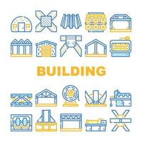 Self-framing Metallic Building Icons Set Vector