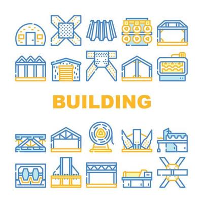 Self-framing Metallic Building Icons Set Vector