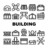 Self-framing Metallic Building Icons Set Vector