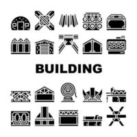 Self-framing Metallic Building Icons Set Vector