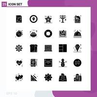 Universal Icon Symbols Group of 25 Modern Solid Glyphs of web design power celebration electric tower star Editable Vector Design Elements