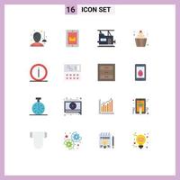 conjunto de 16 iconos de interfaz de usuario modernos signos de símbolos para faq party bullet cupcakes cream paquete editable de elementos creativos de diseño de vectores