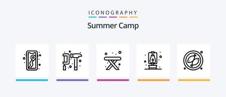 paquete de íconos de la línea 5 del campamento de verano que incluye carpa. cámping. silla. cámping. verano. diseño de iconos creativos vector