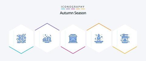 Autumn 25 Blue icon pack including honey. bee. chimney. festival. candle vector