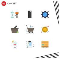 Modern Set of 9 Flat Colors and symbols such as commerce buy gear shopping cart buy Editable Vector Design Elements