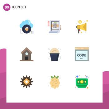 conjunto moderno de 9 colores planos y símbolos como la impresión azul de la escuela de palomitas de maíz aprender elementos de diseño de vectores editables comerciales